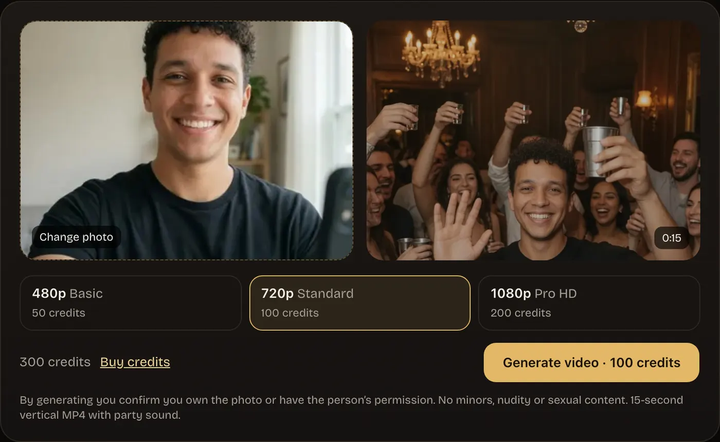 Uploading a selfie to the Burning Bridges AI video generator